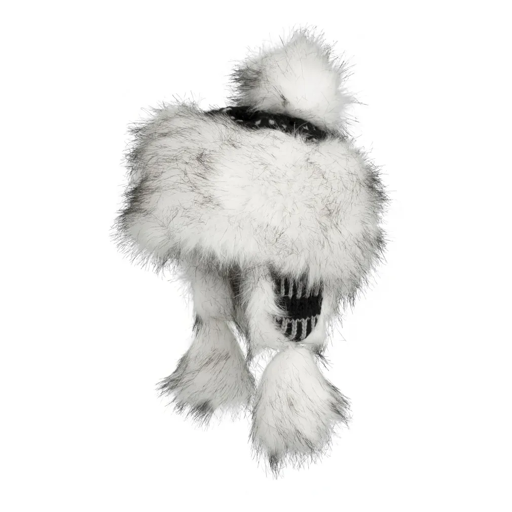 W197C White-Black Winter Hat Warm Mongolian Hat