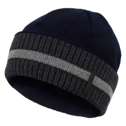 W303D Granatowo-szara Fisherman beanie Polar Fashion podwójnie ocieplana czapka zimowa męska Alkatraz