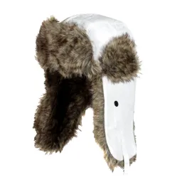 W81A White A Warm Winter Hat Earflap Fastened At The Neck