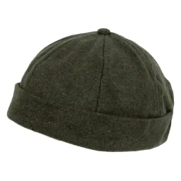 W464E Zielona męska czapka bez daszka dokerka regulacja