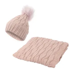 W358Bk Salmon Haker Women'S Winter Set Knitted Hat With Scarf