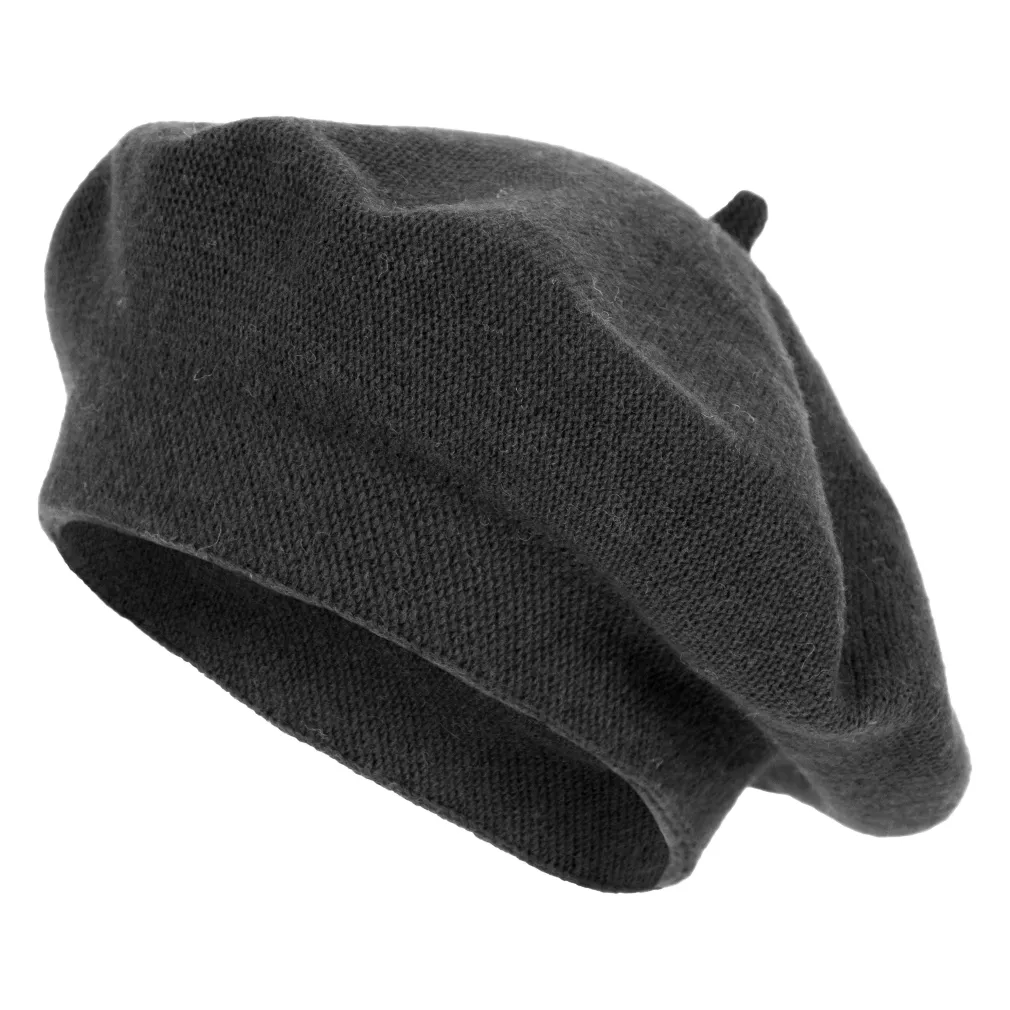 W479F Szary damski beret francuski z antenką