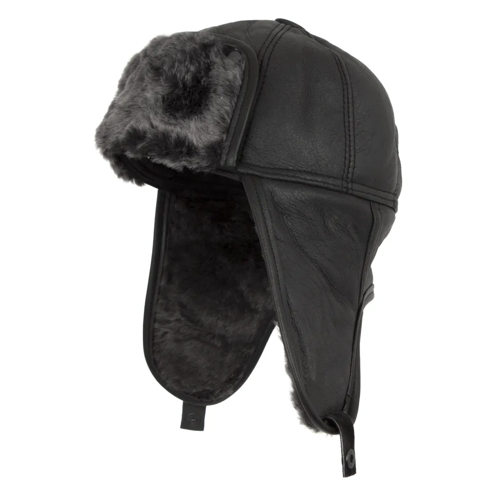 W442D Pilot Winter Eared Hat Leather