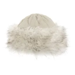 W222C Beige A Warm Toque With Eko-Leather With Fur