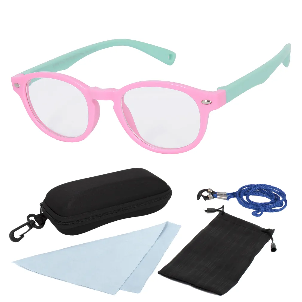 S8141 C3 Pink Aquamarine Flexible Prescription Glasses Children'S