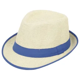 R148 Klasyczny kapelusz z niebieskim otokiem