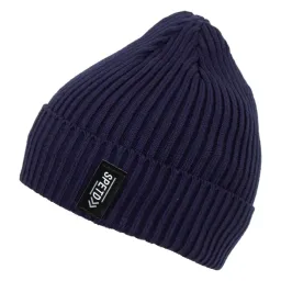 W456C Granatowa czapka zimowa męska beanie z futerkiem