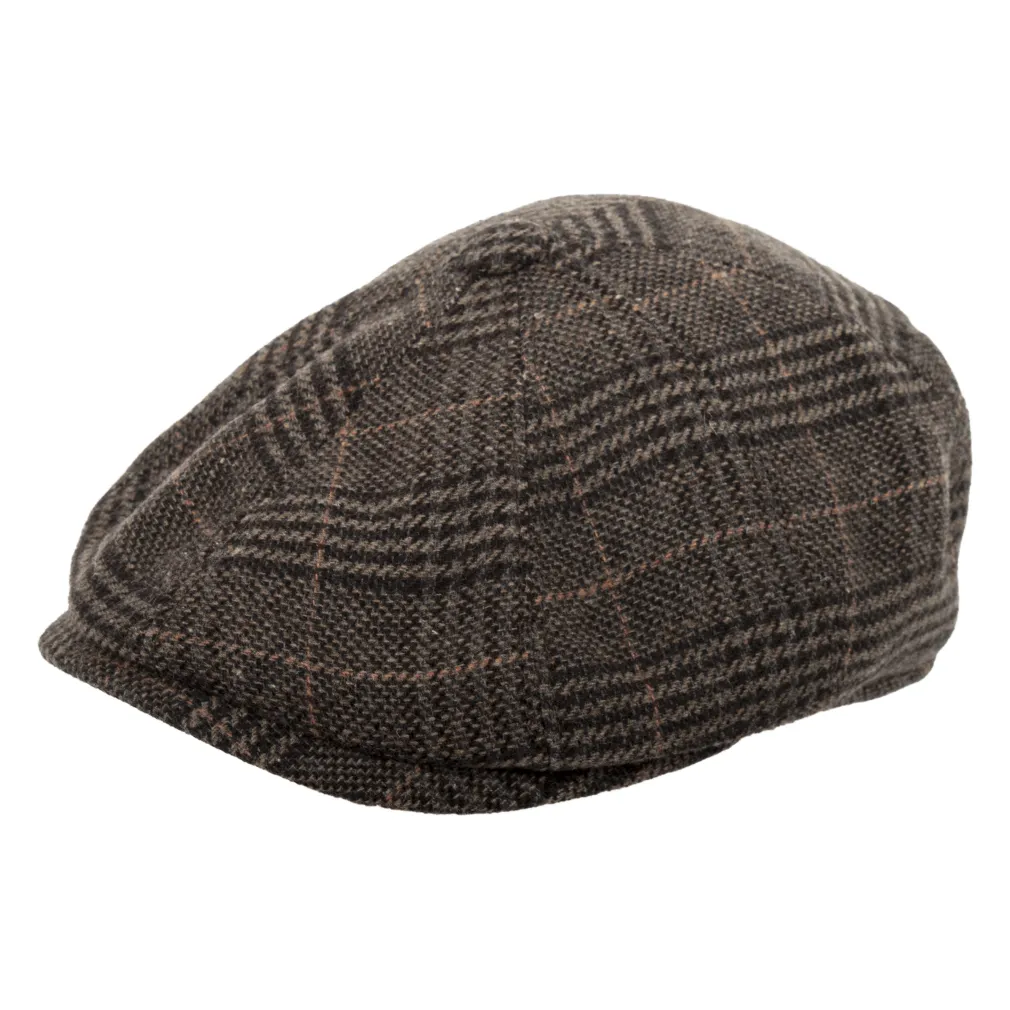 K214E Brown Checkered Men'S Cotton Cap Peaky Blinders Shelby