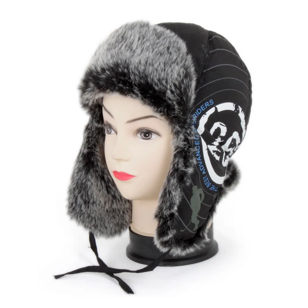 W148A Black Winter Eared Hat For Children, Waterproof Impregnated