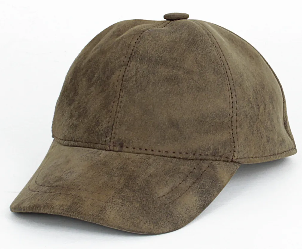 K205L Brown Leather Cotton Baseball Cap