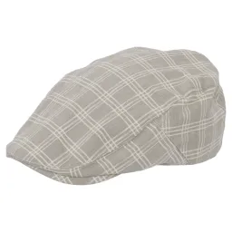 K152A Beige Men'S Cotton Cap Checkered