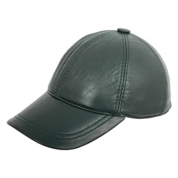 K207F Green Leather Baseball Cap