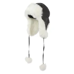 W161D Black-White Eared Winter Hat Ortalion Insulated Fur