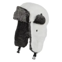 W191A White And Black Winter Hat With A Polar Fleece Lining.