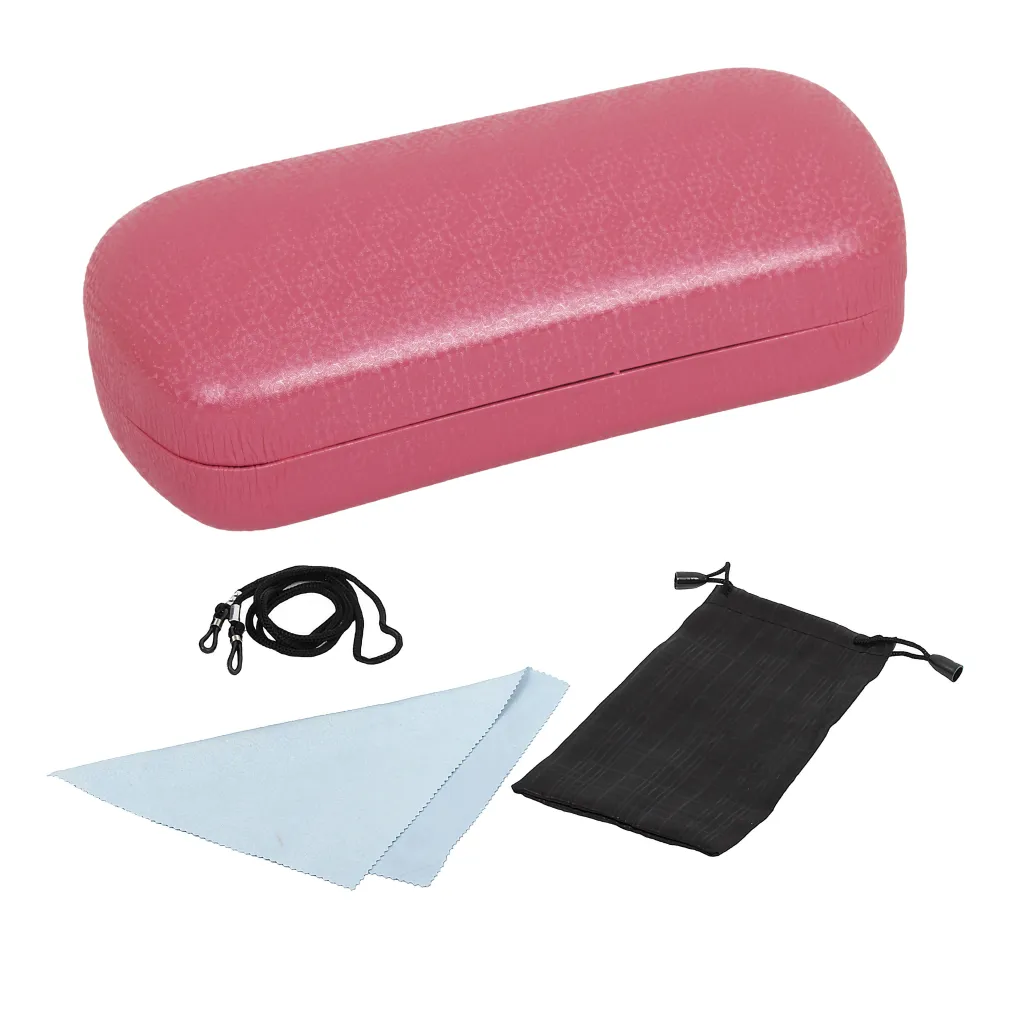 Et19C Pink Hard Case For Glasses And Microfiber Cloth