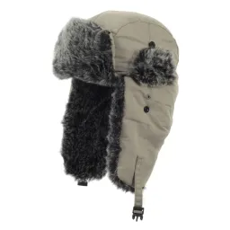 W156A Beige Warm Eared Winter Hat Waterproof