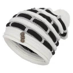 W87A White-Black Warm Dwarf Smurfette Winter Hat With Knitted Fashionable Patterns And Colors