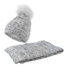 W364Ak Grey Haker Women'S Winter Set Knitted Hat With Scarf