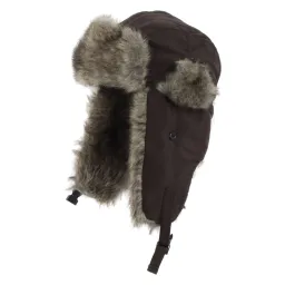 W158D Brown Eared Winter Hat Warm Impregnated Waterproof