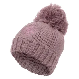 W218D Purple Women'S Winter Hat Knitted Acrylic With Pompon