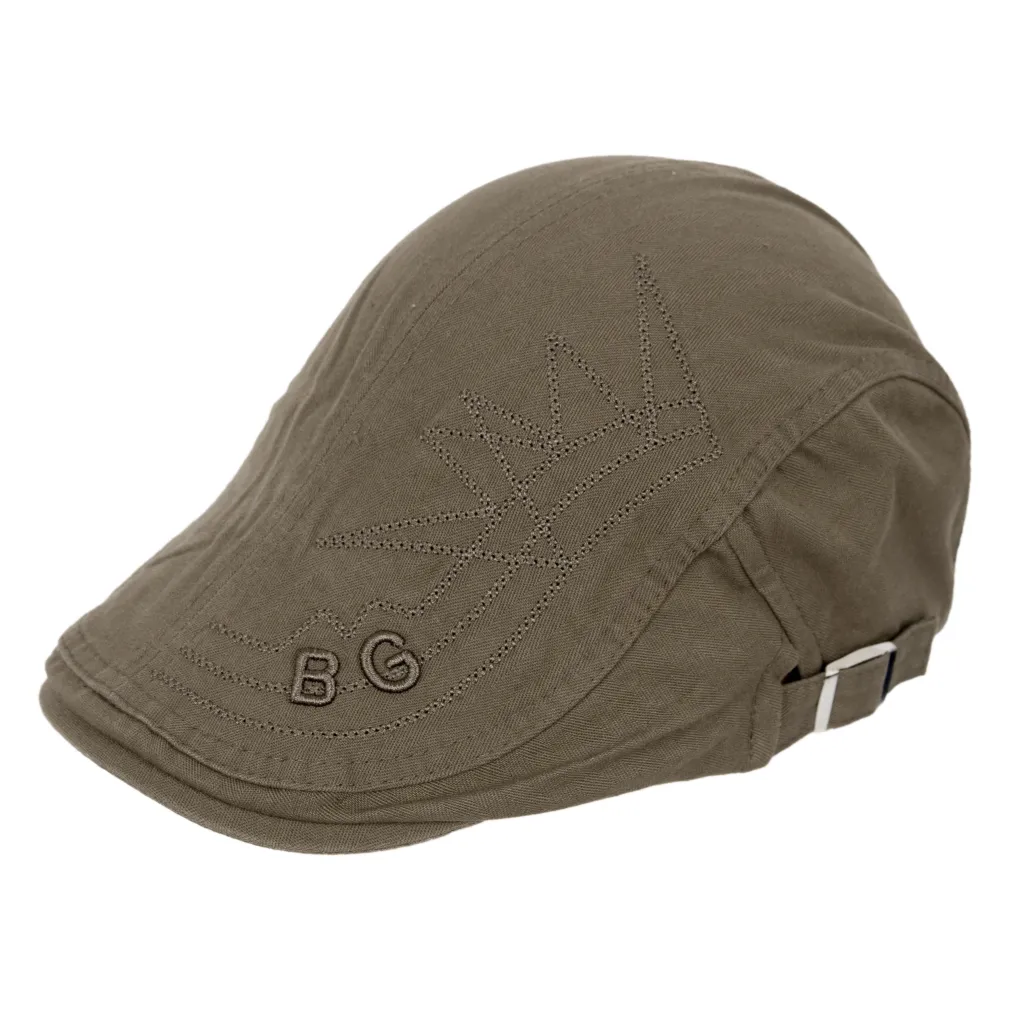 K220C Brązowy kaszkiet męski bawełniany letnia czapka z regulacją