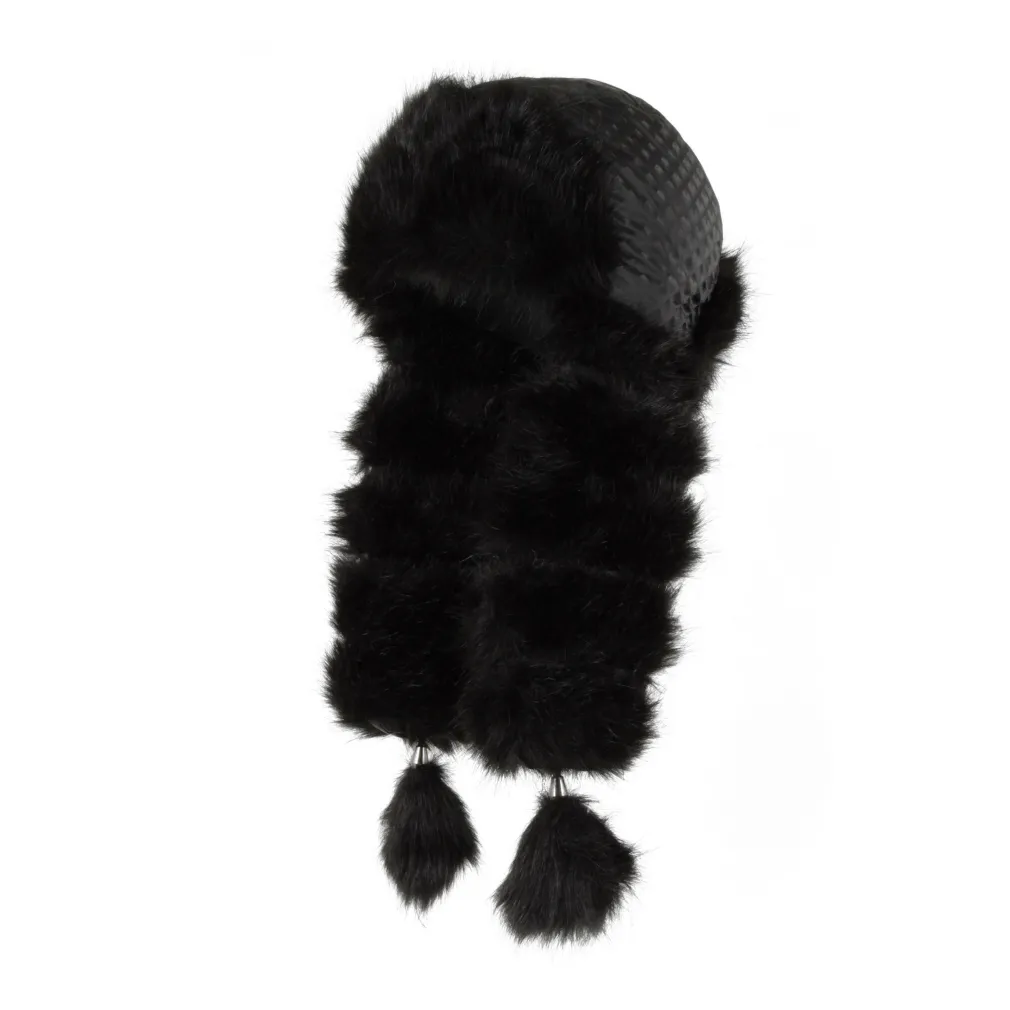 W230D Black A Warm Winter Hat With Long-Eared Type Long-Eared