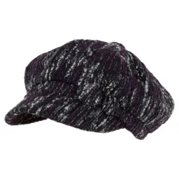 K78D Czarno-fioletowy kaszkiet damski bawełniany czapka z guzikiem