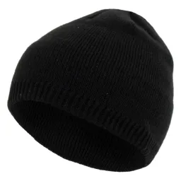 W467A Ciepła czapka dzianinowa beanie czarna