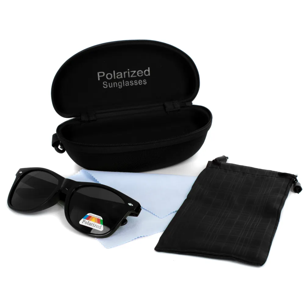 Polar Fashion 2140 Black Shiny Polarized Sunglasses Nerdy Wayfarer