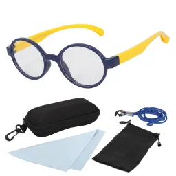 S8146 C12 Navy Yellow Flexible Prescription Glasses Children'S