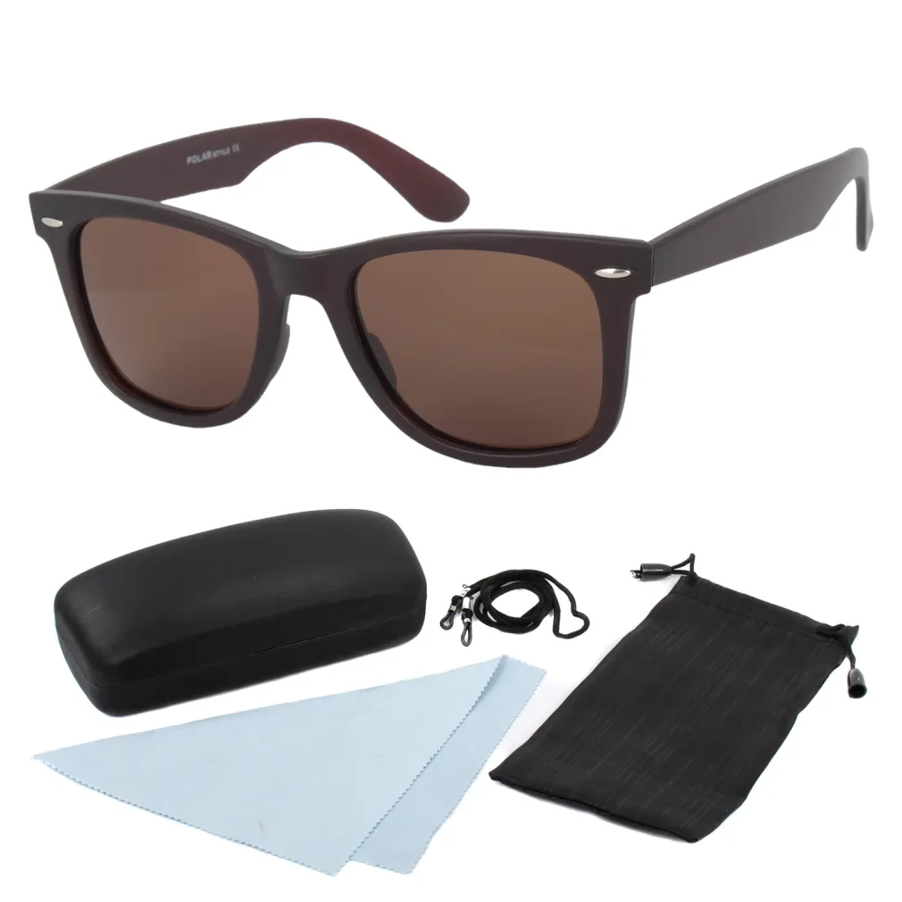 Polar Fashion 2143 C2 Brązowe Polaryzacyjne Okulary Przeciwsłoneczne nerdy wayfarer