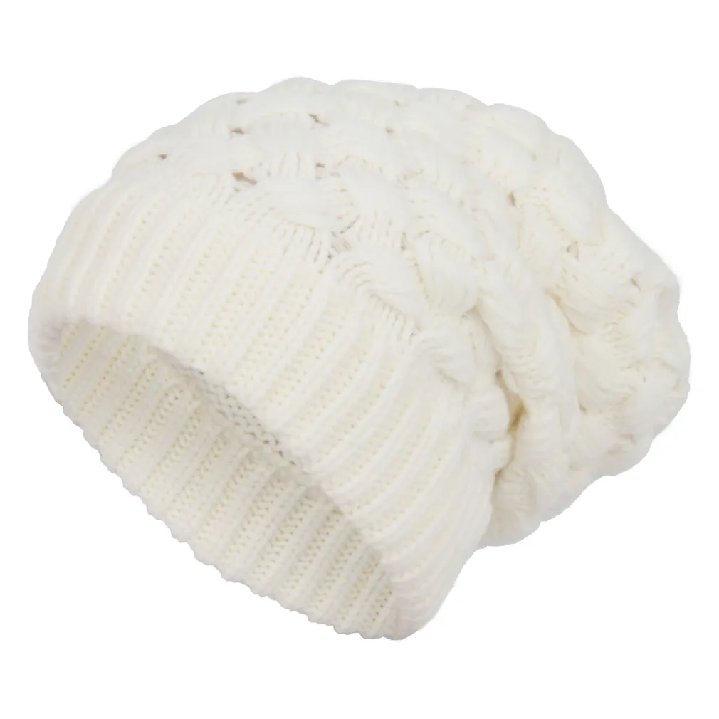 W74A White A Warm Winter Hat Knitted Dwarf Smurfette Type