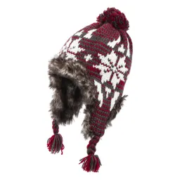 W213D Red-White Winter Hat Knitted Warm Winter Hat Eared