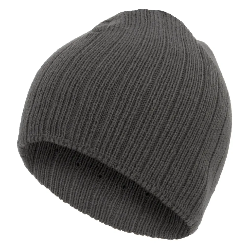 W307A Szara Czapka zimowa beanie z dzianiny opinająca Haker